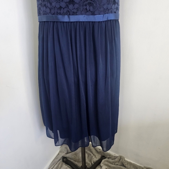 David's Bridal Navy Blue Halter Style Dress - Picture 6 of 9